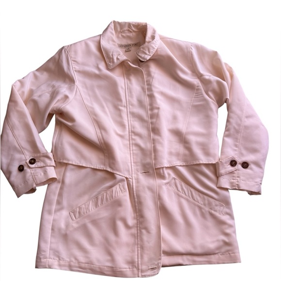 London Fog vintage jacket beige light zipper bottom tie long sleeve size M - Picture 2 of 16